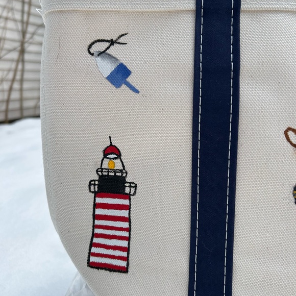 Canvas Tote Bag with Nautical Paintings - Picture 3 of 6